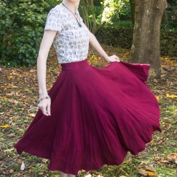 handmade maroon midi circle skirt